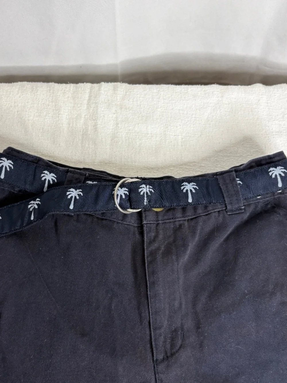 Y2K Gymboree Navy Blue Uniform Shorts Size 8 Adjustable Waist Palm Tree Belt Kid